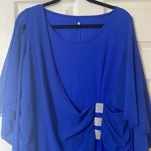 Royal blue dress with accented rhinestones at waist line NWOT